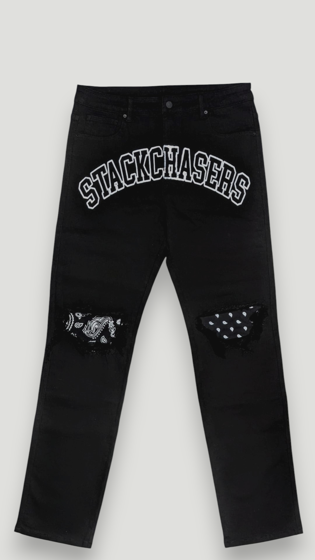STACK CHASERS PATCHWORK BANDANA RIPPED JEANS